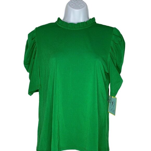 CeCe Sportswear Women's Puff Sleeve Key Item‎ Knit  Green SZ M - Picture 3 of 9